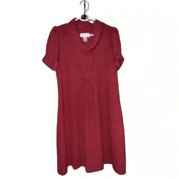 J Howard Burgundy Red Geometric Pattern Cowl Neck Dress Womens Size 12 - Picture 1 of 4